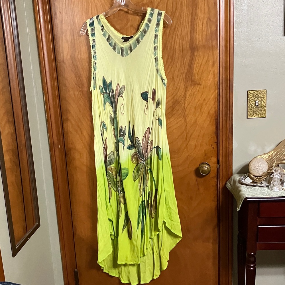 Exist Lime Green Floral High-Low Maxi Dress